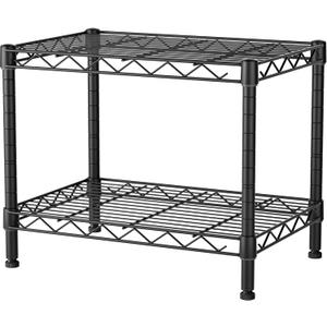 SINGAYE 2 Small Shelves Kitchen Storage Shelf Wire Shelving Unit Metal Shelf Adjustable Organizers Storage Shelving for Office Pantry Black 12" D X 18" W X 12" H