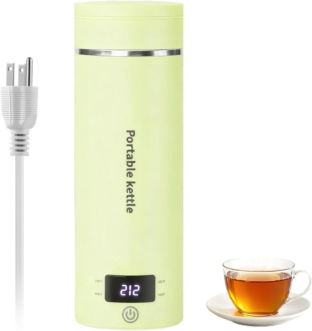 Travel Electric Kettle, Portable Small Mini Coffee Kettle with 4 Temperature Settings, 400ml Small Hot Water Boiler with Auto Shut-Off & Boil-Dry Protection, Compact for Travel, Office, Home Use