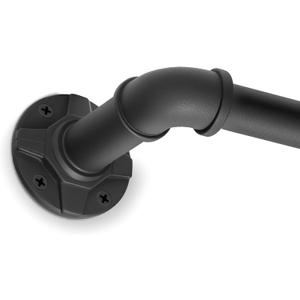 Industrial Curtain Rods for Windows 32 to 144 Inches - 1" Heavy Duty Blackout Wrap Around Drapery Rod, Adjustable Black Metal Pipe Rod for Indoor/Outdoor, Patio, Farmhouse