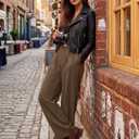 ZESICA Women's Wide Leg Dress Pants 2026 High Waisted Business Casual Palazzo Pants Work Office Slacks Trousers (Brown, S)