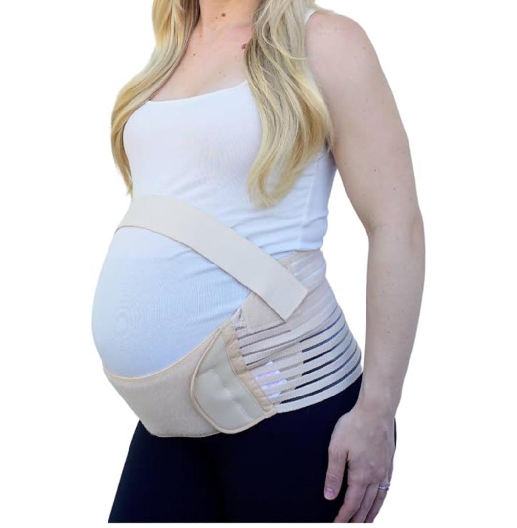 Maternity Belt, Adjustable Belly Band Pregnancy Support for Abdomen, Back, Hips, and Pelvis, Provides Comfort and Relief Throughout Pregnancy, Pregnancy Must Haves, Beige, XL