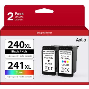 PG-240XL/CL-241XL Remanufactured Ink Cartridges Replacement for Canon 240 241, 240XL 241XL Combo Pack Use to Canon MG3620 TS5120 MG3520 MG2120 MX452 MX512 MX532 Printer (2 Pack)