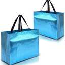 Nush Nush Aqua Blue XL Gift Bags - Set of 12 Reusable Extra Large With Handles - Perfect for Birthday, Party, Goodie, Favor - 15.5W x 6D x 12H Size