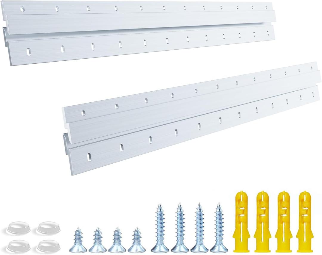 French Cleat Heavy Duty, Aluminum French Cleat, Headboard Wall Mounting Brackets with Screws, Heavy Mirror Mounting Hardware (24 Inch-2 Pairs, Support 160 lbs)
