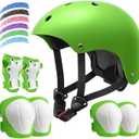 Kids Bike Helmet Set, Adjustable Helmet for Ages 2-3-5-8-14 Year Boys Girls, Toddler Pad Set with Knee and Elbow Pads for Bike, Roller, Skating, Scooter, Longboard and More Sports, 6 Color, Size 54-57 cm