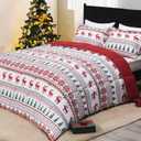 downluxe Christmas Comforter Set King with 2 Pillow Shams - Christmas Decoration King Comforter Set with Reindeer and Snowflake Patterns - King Size Comforter Set (3-Piece Set)