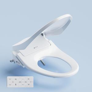 Lotus Bidet ATS-850 Elongated | Slim Heated Toilet Seat with Adjustable Warm Water Wash, Wireless Remote, Stainless Steel Nozzle, Warm Dryer, LED Night Light, Child Mode, Easy DIY Installation