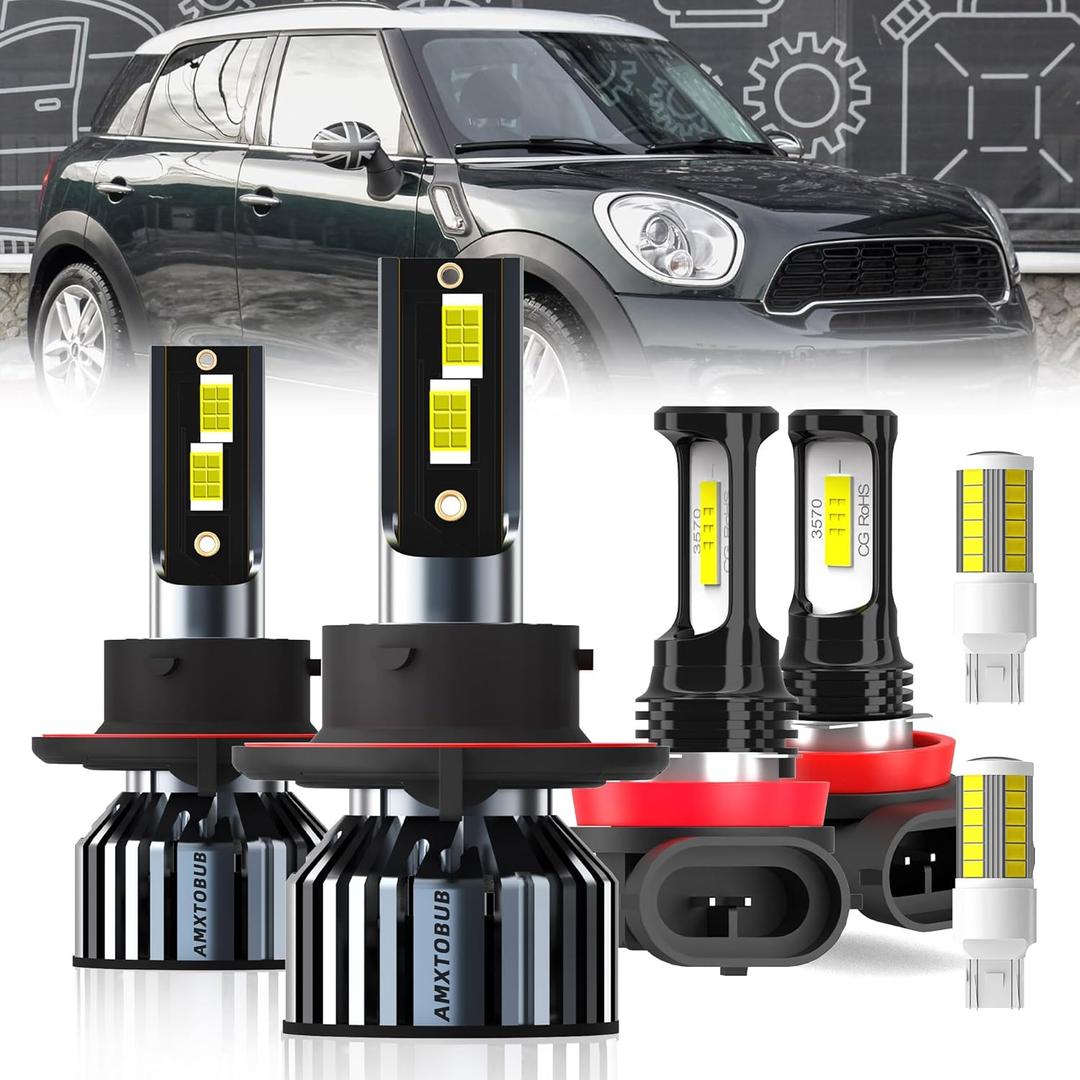 For Mini Cooper Countryman/Paceman 2011 2012 2013 2014 2015 2016, 9008/H13 Headlamp H8/H11 Fog Light + Turn signal Lights, Pack of 6