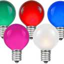 Novelty Lights Incandescent G30 Globe Replacement Bulbs - Outdoor Individual Bulbs for Events, Holiday Parties, Patios, and More - C7/E12 Candelabra Base, 5 Watt Lights (Multi, 25 Pack)