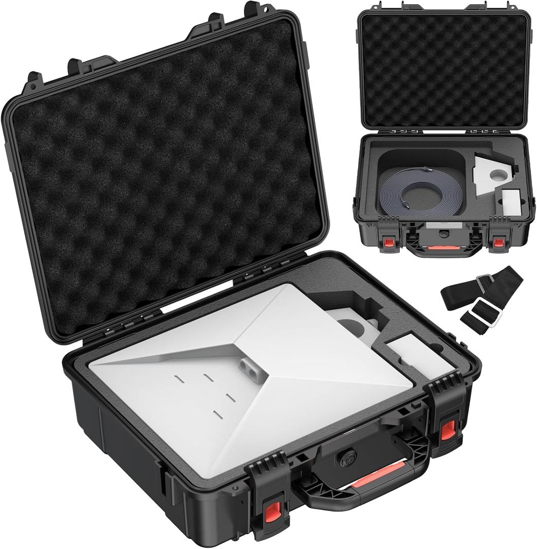 Starlink Mini Case- IP67 Waterproof Starlink Mini Hard Case with Portable Strap- Precision Cut Foam for Starlink Satellite Dish and Accessories- Storage Bag for Travel Outdoor Camping Hiking (Black)