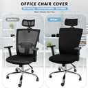 Lounsweer 3 Pieces Office Chair Cover Rolling Desk Chair Cover Gaming Covers Stretch Washable Protector Pets Slipcovers for Swivel Armchair Boss(Simple,Black)