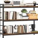 3 Tier Bookshelf 39.37" Width, Dorm Desk Hutch, Desk Shelf, Long Industrial Bookcase, Wooden Large Book Shelf for School Home Living Room Bedroom Office Storage(Vintage)