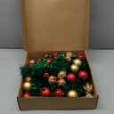 Artificial Christmas Tree with 100 Color Lights, 5 Ft Pop Up Collapsible Tinsel Christmas Tree with Christmas Balls Christmas Decorations for Home Fireplace Party Indoor Outdoor (Green 2)