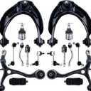 Suspension Kit, Replacement For Front Upper Lower Control Arm with Ball Joints Outer Inner Tie Rod End with Boots Sway Bar Link Compatible With 2008-2012 HONDA ACCORD - 16 Pcs