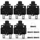 Nilight 5PCS Thermal Circuit Breaker 5A 10A 15A 20A 30A 125/250V AC 65V DC Push Button Manual Reset Overload Protector Waterproof Cap Auto Trip Resettable for Industrial 12-24V Auto Cars
