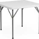 Flash Furniture Elon 2.85' Square All-Occasion Plastic Folding Event Table with Locking Legs, Folding Banquet Table for Indoor/Outdoor Events, White