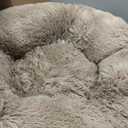 Bedsure Calming Dog Bed Medium Large Size Dogs - Donut Washable Large Pet Bed, 33 inches Anti-Slip Round Fluffy Plush Faux Fur Dog Bed, Camel