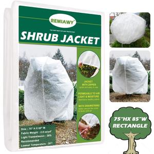 REMIAWY Plant Covers Freeze Protection Frost Blanket for Plants Tree Blanket Cover Shrub Covers Jacket with Zipper Drawstring, Frost Cover for Animal Protection (85X75 Shrub Jacket 2 oz/sq yd)