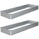 ZUNUDA 10×3×1FT(2PCS) Galvanized Raised Garden Bed Kit Metal Planter Boxes,Large Outdoor Planters Garden for Planting Vegetables,Flowers,Herbs -Silver