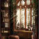 Baocicco Magic Library Interior Blackboard Backdrop 5x7ft Photography Background Reading Room Bookshelf Arched Window Magician Indoor Light Luxury Home Fortune Teller College