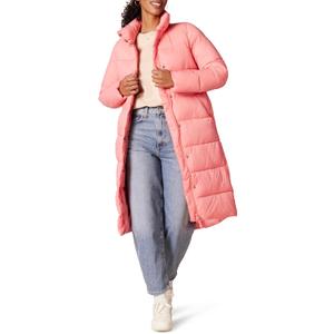Amazon Essentials womens Lightweight Full-Zip Water-Resistant Long Cocoon Puffer Winter Coat (Medium, Pink)