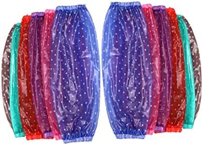 COLLBATH Waterproof Cleaning Oversleeves 6 Pairs Elastic Arm Sleeve Protectors for Kitchen and Work Oilproof and Reusable Arm Guard Covers 14.96X4.72 Inches