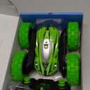 FREE TO FLY Remote Control Car for Boys 8-12: 2.4Ghz Electric Rechargeable Race Stunt Cars Double Sided 360 Rolling Rotating Rotation with Led Headlights (Green)