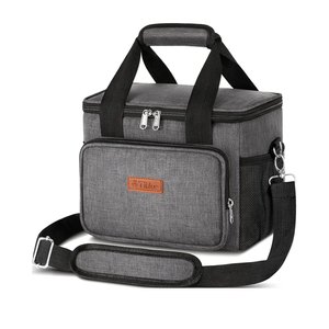 Tiblue Insulated Reusable Lunch Box for Office Work School Picnic Beach, Leakproof Freezable Cooler Bag with Adjustable Shoulder Strap (Medium, Dark Grey)