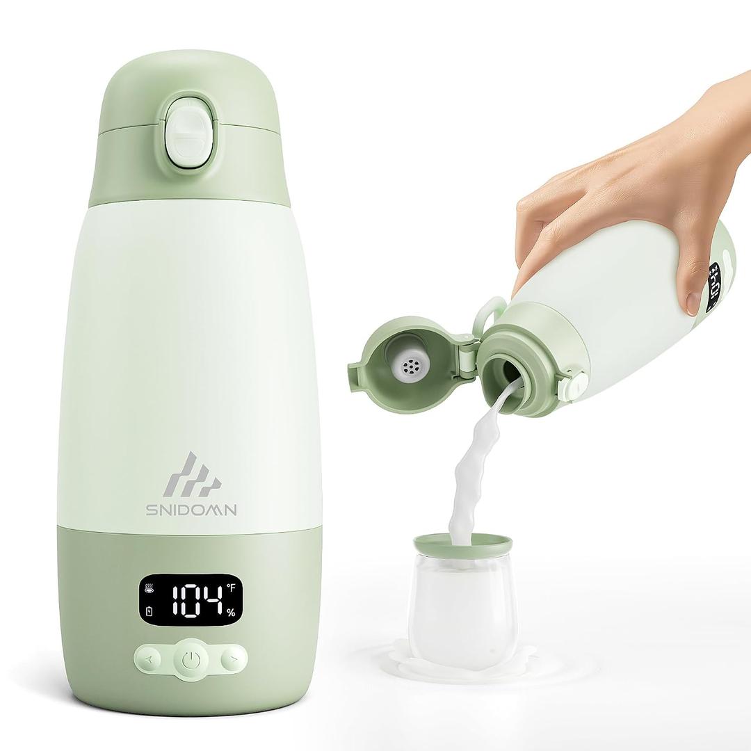 Portable Bottle Warmer for Travel, Baby Breastmilk & Formula Warmer | 4000mAh Battery, 2-Min Fast Heating, 89212F Temperature Control, 17.8oz Capacity, Type-C Charging and Constant Warm Mode