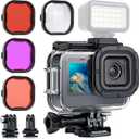 Waterproof Case for GoPro Hero 13 12 11 10 9 Black, 196ft Underwater Dive Protective Housing Case with 4 Pack Macro Scuba Snorkeling Diving Filters for Go Pro 9 10 11 12 13 Accessories