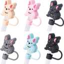 3 x 6Pcs French Bulldog Straw Cover Cap for Stanley Cup 40oz/30oz Accessories, 10mm Reusable Cute Drinking Straw Topper Accessories, Portable Protector Plugs Decorations Gifts for Party Favors