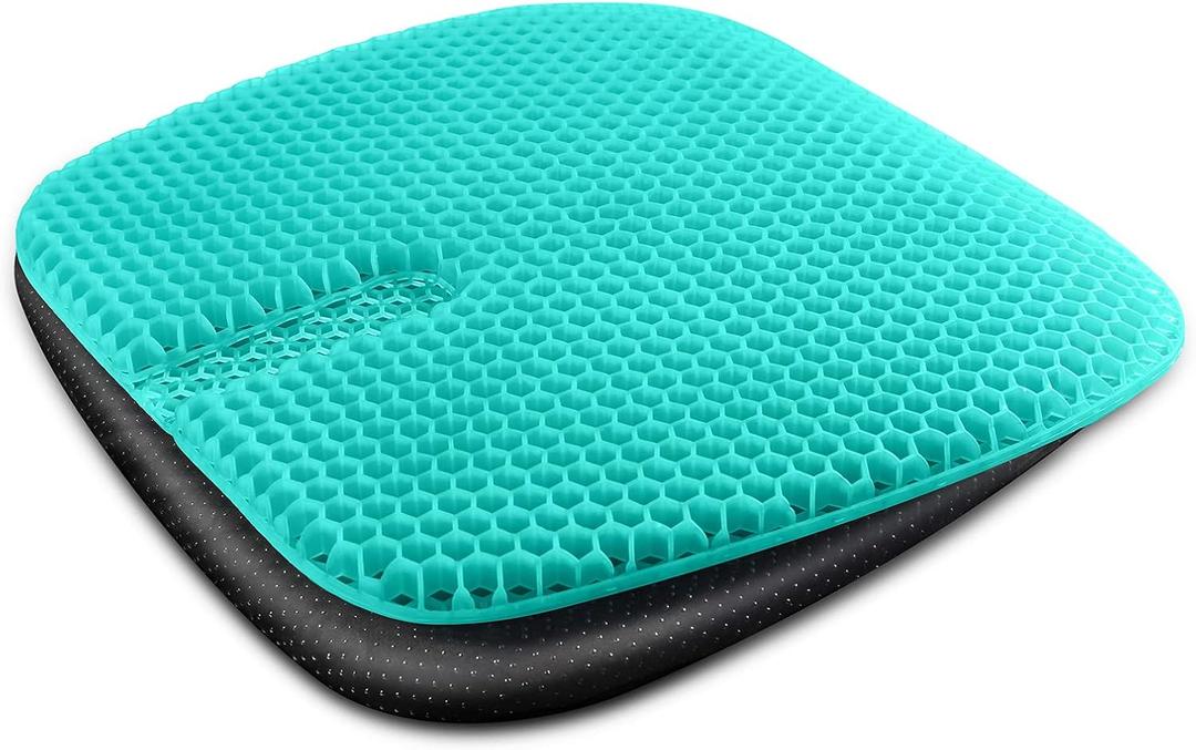 masteymoh Gel Seat Cushion for Long Sitting, Gel Cushions for Pressure Sores Relief, 18.5x17.3x1.2 Inches Cooling Gel Car Seat Cushion, Seat Cushions for Office Chairs with Breathable Nonslip Cover, 1.2-Inch Thick