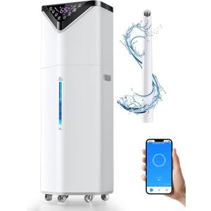 19L/5Gal Humidifiers for Bedroom Large Room 2800 sq ft, Quiet Humidifiers for Large Room, Floor Humidifier with 3 Mist Mode & Auto 180Mist Tube for Home Whole House School Office Commercial Plants (white)