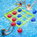 TicTac Shot Pool Toys Games Set- Tic-Tac-Toe Inflatable Pool Toy with 10 Balls - for Adults Teens Kids 2-10 Players, 56" X 54"