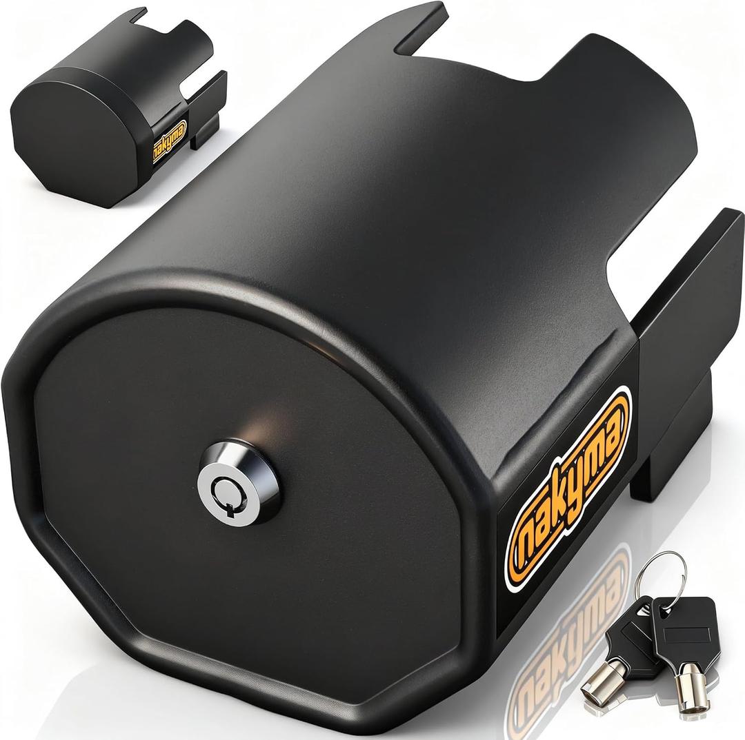 [Upgraded Version] Trailer Coupler Lock for 2-5/16", 2", 1-7/8" Couplers, Heavy Duty Trailer Tongue Lock, Trailer Hitch Lock with Weatherproof Silicone Cover, RV & Trailer Lock Secures Safety Chains