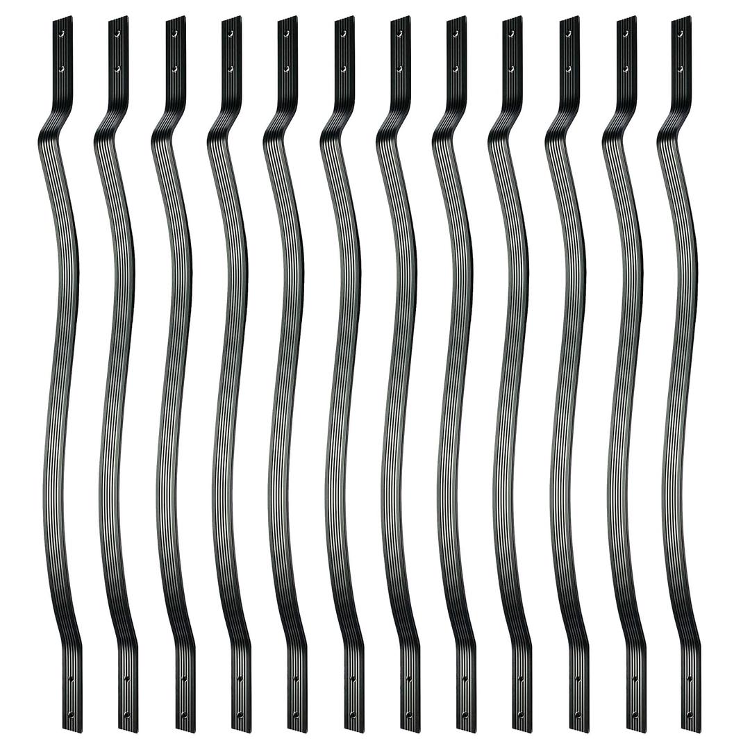 32-1/4 Inches Grooved Aluminum Deck Balusters Furniture with Screws for Facemount Railing Fencing, European Baroque Silhouette Wrought Style (25-Pack, Matte Black)