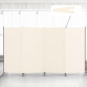 Kokorona 4 Panel Room Divider, 6FT Tall Folding Privacy Screen Wall Dividers, Portable Privacy Screen Freestanding Room Divider for Room Separation, Included - Cover Strips, Beige, 136''W x 71''H