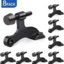 HOMOTEK 8 Pack Hinge Pin Black Door Stopper,Adjustable Deluxe Heavy Duty Door Stopper 2-1/2"x1-3/4,with Black Rubber Bumper Tips