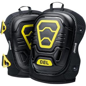 TICONN Gel Knee Pads for Work, Professional Heavy Duty Work Knee Pads for Men with Soft Foam and Gel Cushion for Men Construction, Garden, Flooring (Black/Yellow)