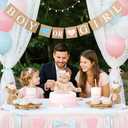 SUNBEAUTY Boy or Girl Banner Baby Shower Decorations Gender Reveal Bunting Flag Baby Gender Show Party Favors Pregnancy Announcement
