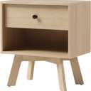 Walker Edison Mid Century Modern 1-Drawer Nightstand Bedroom Storage Drawer and Shelf Bedside End Table, 21 Inch, Coastal Oak