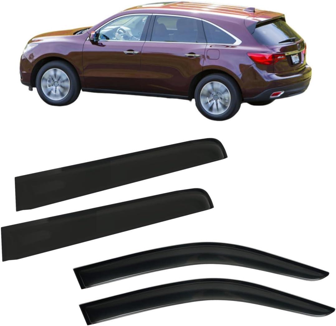 4Pcs Window Visor Rain Guard Deflector for Acura MDX 2014 2015 2016 2017 2018 2019 2020 2021 Chrome Trim Black