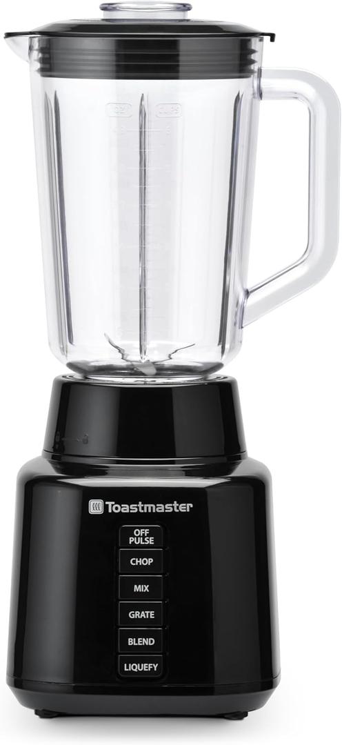 Toastmaster 5 Speed Blender with 48-oz Plastic Jar - Kitchen Blender with Stainless Steel Blades - For Fruit Smoothies & More - Multiple Speeds & Pour-Through Lid Toastmaster 5 Speed Blender with 48-oz Plastic Jar - Kitchen Blender with Stainless Steel Blades - For Fruit Smoothies & More - Multiple Speeds & Pour-Through Lid