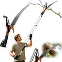 26FT Reach Pole Saw for Tree Trimming, 5-20FT Extendable Branch Trimmer with Sharp Hardened Steel Saw Blade & Pull Rope Pruner, Manual High Reach Tree Branch Cutter for Garden, Yard & Orchard Pruning