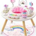 Move2Play 4-in-1 Baby Activity Center | Montessori-Inspired Design | 8 Interactive Toys | Tummy Time, Exersaucer & Toddler Table | Shower Gift | Essential | Must Have for 3, 6, 12 Month Old (Rainbow)