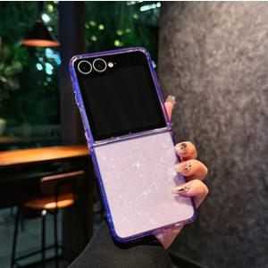 Magnetic for Samsung Galaxy Z Flip 7 Case Women Girls,[Holographic Iridescent Color Changing Effect] Fashion Slim Cute and Unique Matt Protective Phone Cover (Purple Glitter)