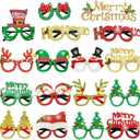 Christmas Glasses 16PCS, Party Favors Christmas Tree Hanging Ornaments Decorations Photo Booth Props, Xmas Party Decorations Eyeglasses Frame for Christmas Holiday Party Supplies