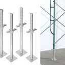 jxgzyy 4 Pcs 24" Adjustable Scaffold Leveling Jack 1-3/8" OD Galvanized Screw Jack with Base Plate Threaded Rod Scaffolding Feet for Baker-Style Scaffolding