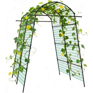 AGTEK 87in Garden Arch Trellis for Climbing Plants, Garden Arches Support Structure, Tall Metal Garden Tunnel Trellises Archway for Climbing Vine, Vegetable, Fruit, Flower, Squash Arbors, 65"W x 87"H
