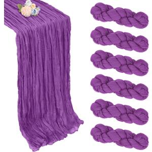 6 Pack Purple Cheesecloth Table Runner 10ft Boho Gauze Fabric Cheese Cloth Table Runner 35 x 120 Inch Rustic Sheer Runner for Holiday Baby Shower Home Dcor Party Wedding Decoration